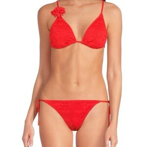 Red Carter - ​Flower Appliqué Triangle Bikini Set